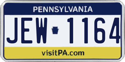 PA license plate JEW1164