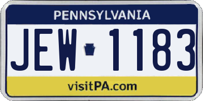 PA license plate JEW1183