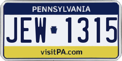 PA license plate JEW1315