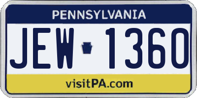 PA license plate JEW1360