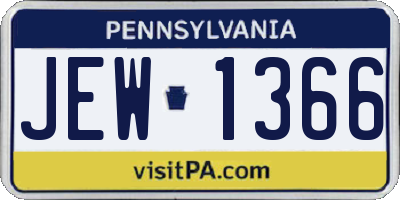 PA license plate JEW1366