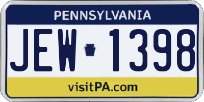 PA license plate JEW1398