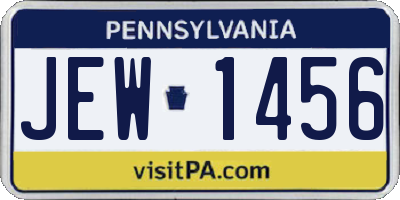 PA license plate JEW1456