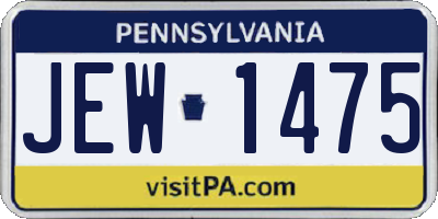 PA license plate JEW1475