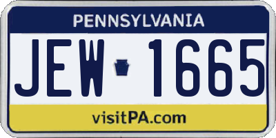 PA license plate JEW1665