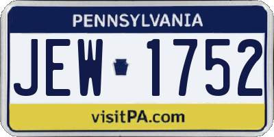 PA license plate JEW1752