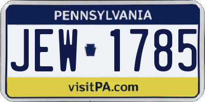 PA license plate JEW1785