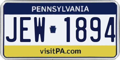 PA license plate JEW1894