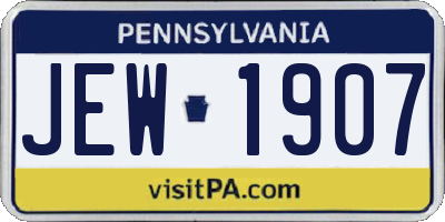PA license plate JEW1907