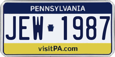 PA license plate JEW1987