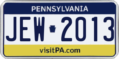 PA license plate JEW2013
