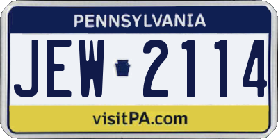 PA license plate JEW2114