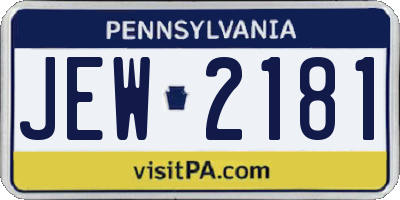 PA license plate JEW2181