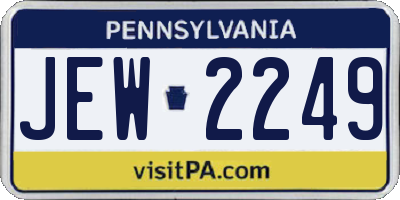 PA license plate JEW2249