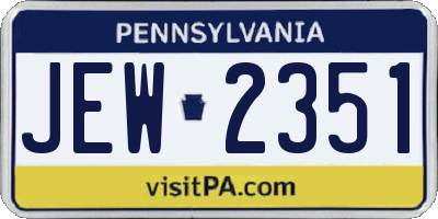 PA license plate JEW2351