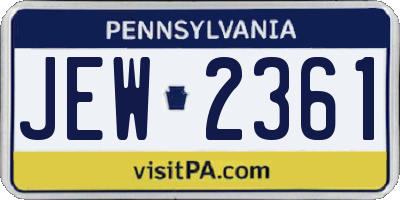 PA license plate JEW2361