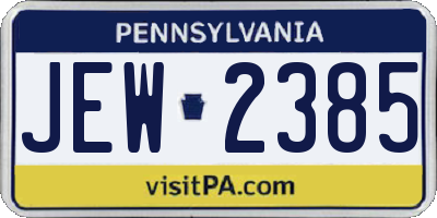 PA license plate JEW2385