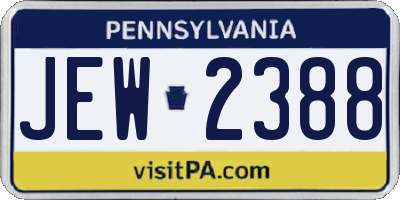 PA license plate JEW2388