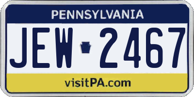 PA license plate JEW2467