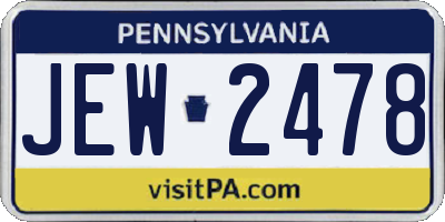 PA license plate JEW2478