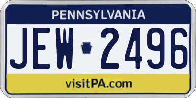 PA license plate JEW2496