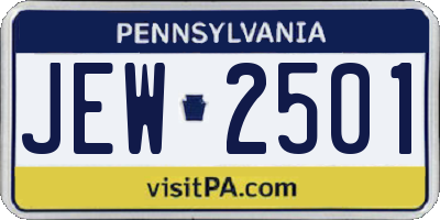 PA license plate JEW2501