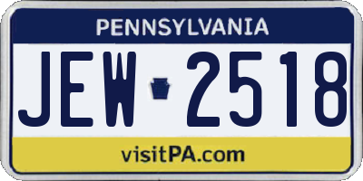 PA license plate JEW2518