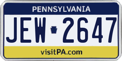 PA license plate JEW2647