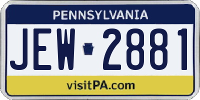 PA license plate JEW2881