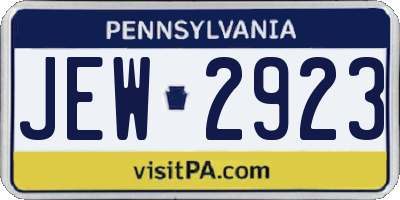 PA license plate JEW2923