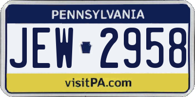 PA license plate JEW2958