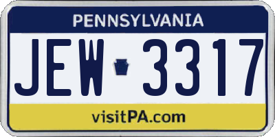 PA license plate JEW3317
