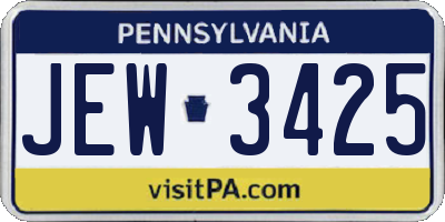 PA license plate JEW3425