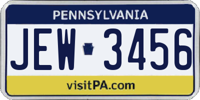 PA license plate JEW3456