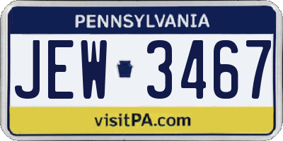 PA license plate JEW3467