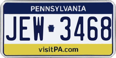 PA license plate JEW3468