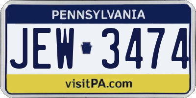 PA license plate JEW3474