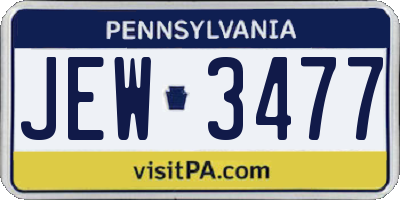 PA license plate JEW3477