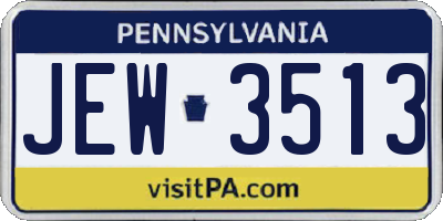 PA license plate JEW3513