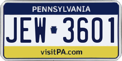 PA license plate JEW3601