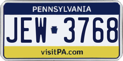 PA license plate JEW3768