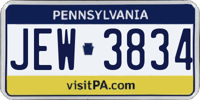 PA license plate JEW3834