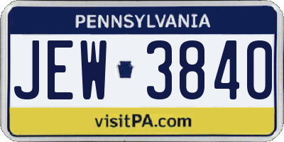 PA license plate JEW3840