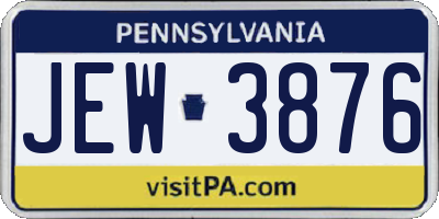 PA license plate JEW3876