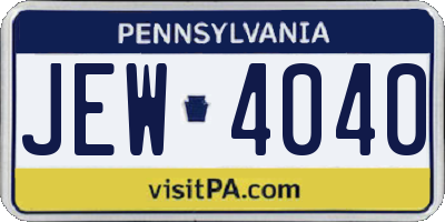 PA license plate JEW4040