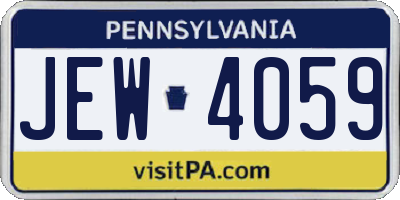 PA license plate JEW4059