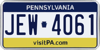 PA license plate JEW4061