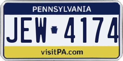 PA license plate JEW4174