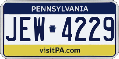 PA license plate JEW4229