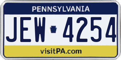 PA license plate JEW4254